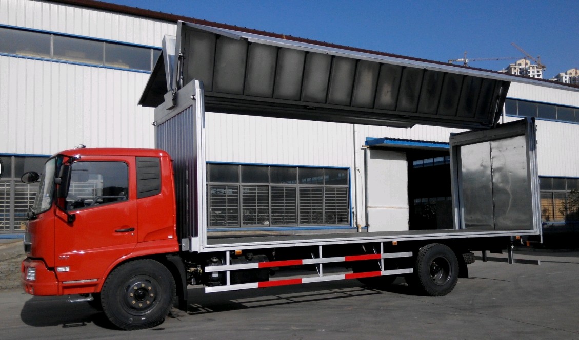 東風(fēng)天錦7.65米側(cè)翼開(kāi)啟廂式車(chē) 高效物流的10噸國(guó)四展翼解決方案